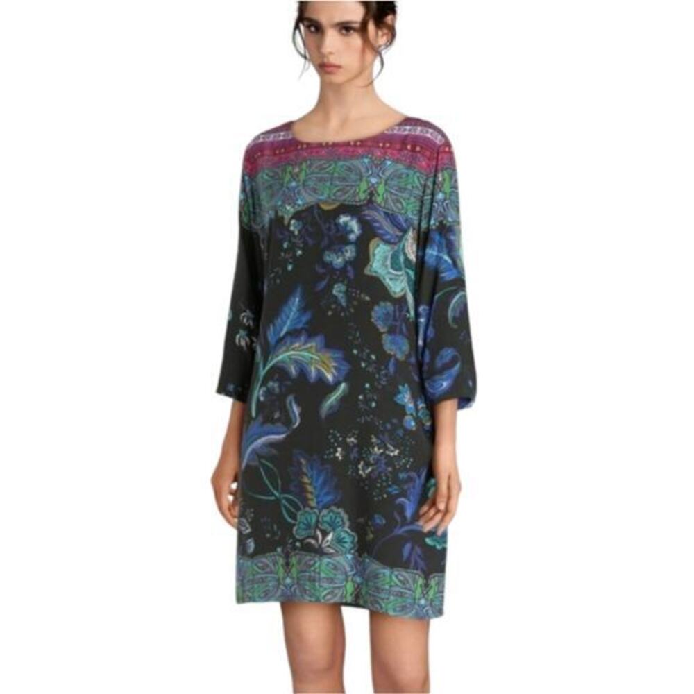 Desigual Women's Killpop‎ Floral 3/4 Sleeve Colorful Mini Dress Size 36 US 2 New